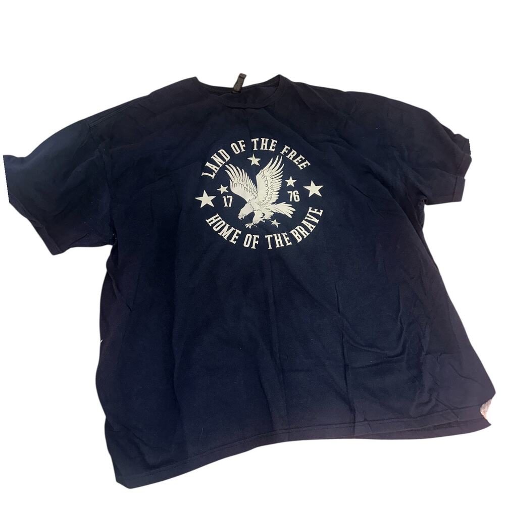 Land of the Free Home of the Brave T-Shirt Men’s 4XL Black 100% Cotton Patriotic